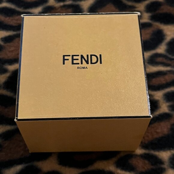 FENDI F's Rhinestone Logo Double ring Ring Metal Gold Size 6 - Picture 4 of 10